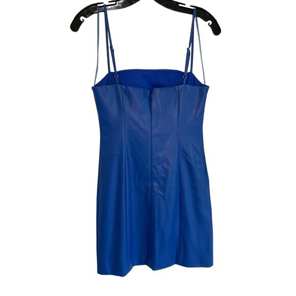 LBLC The Label Marta Mini Dress in Blue Small New Womens Vegan Faux Leather - Picture 9 of 14